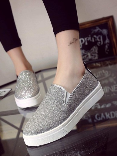 Glitter Flatform Slip On Trainers