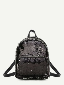 Pocket Front Sequins Backpack