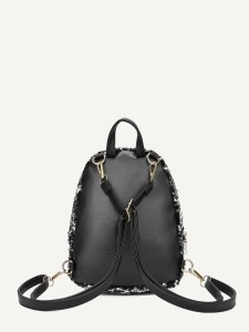 Pocket Front Sequins Backpack