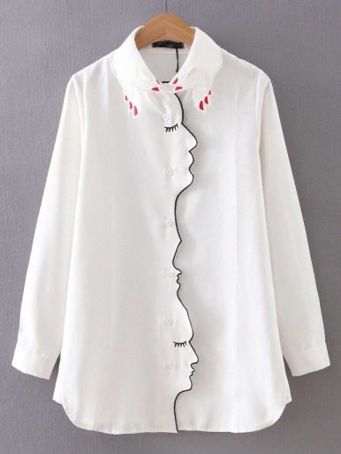 Hand Collar Embroidered Blouse