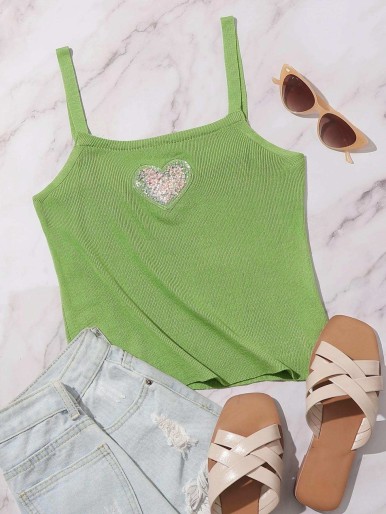 Heart Patched Knit Top