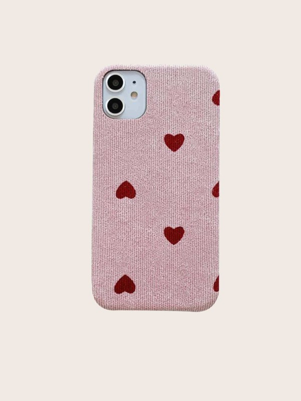 Heart Print Corduroy Case Compatible With iPhone