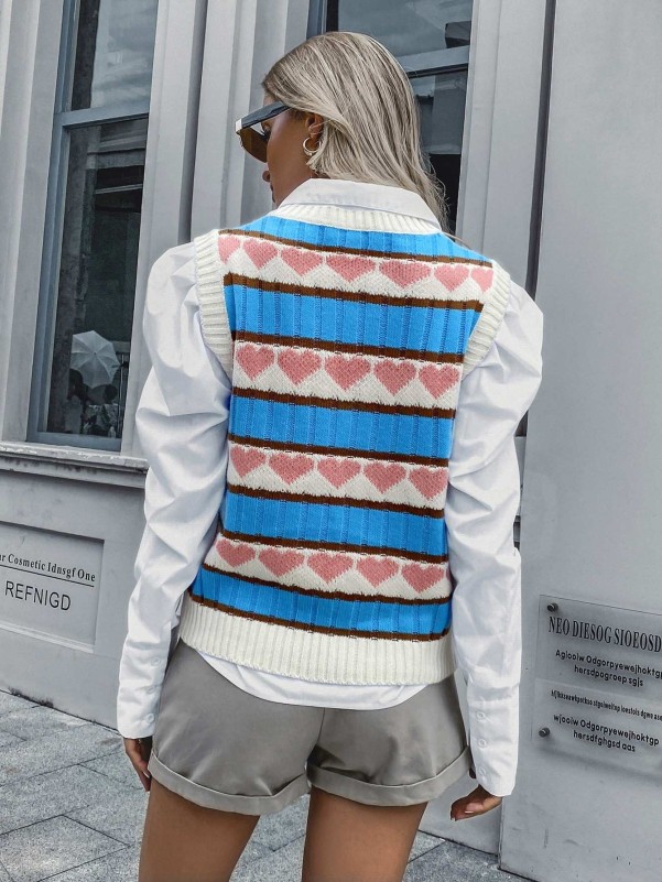 Heart Print Sweater Vest