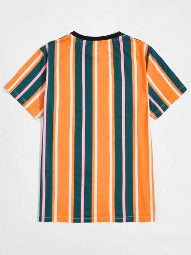 Guys Colorblock Striped Print Tee