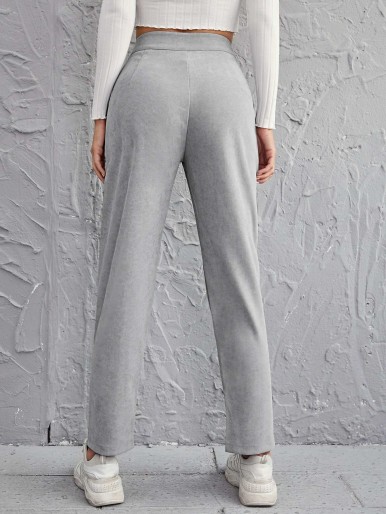 High Waist Pocket Side Tailored Pants