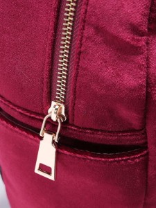 Burgundy Velvet Front Zipper Backpack