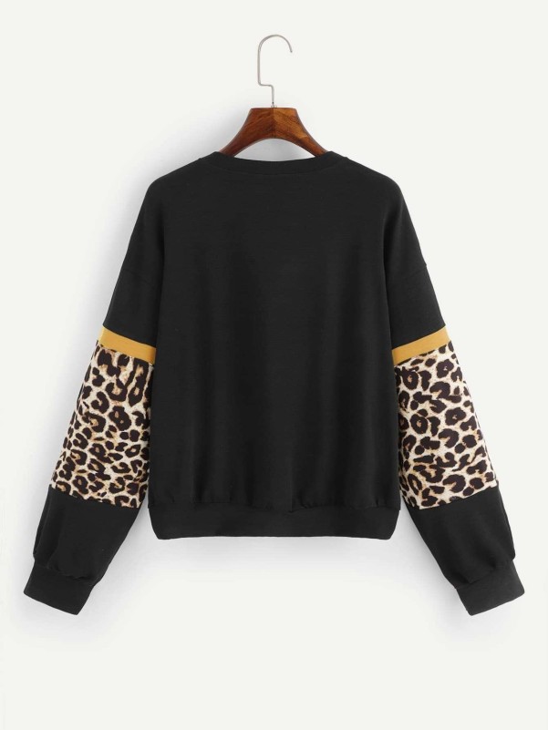 Contrast Leopard Sweatshirt