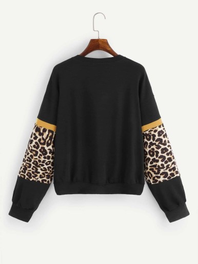 Contrast Leopard Sweatshirt