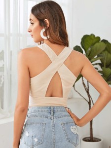 Knotted Front Cut Out Halter Top