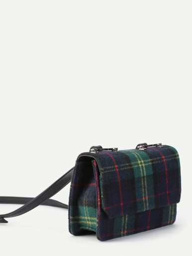 Gingham Print Flap Crossbody Bag