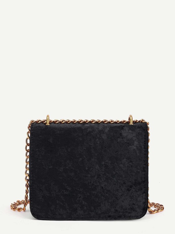 Flap Velvet Chain Crossbody Bag