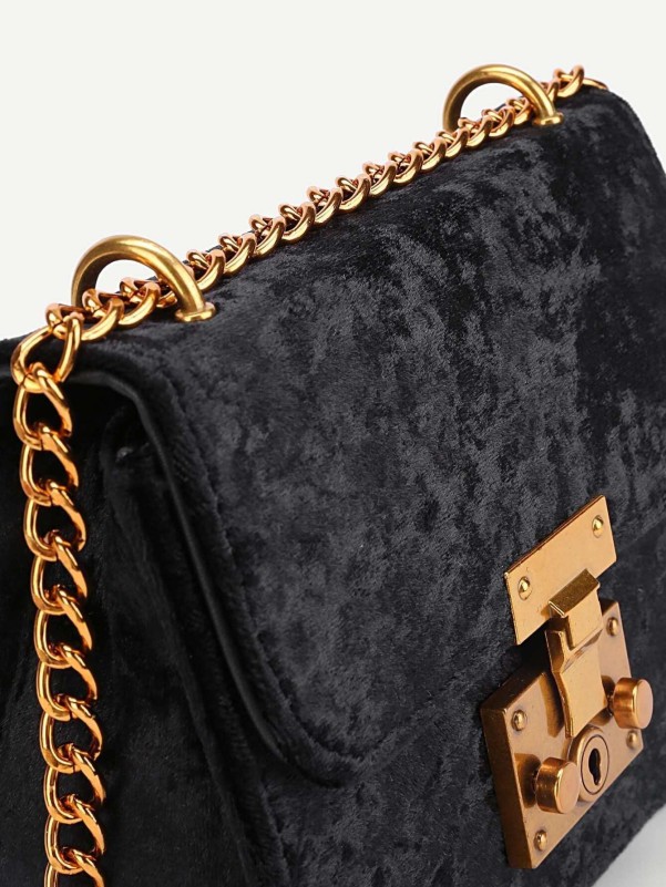 Flap Velvet Chain Crossbody Bag