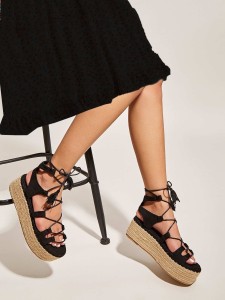 Lace-up Espadrille Wedges