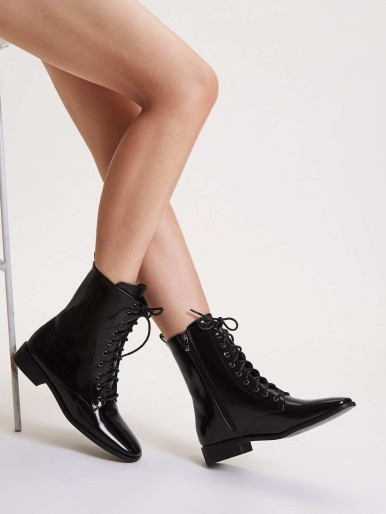 Lace-up Front Ankle Boots