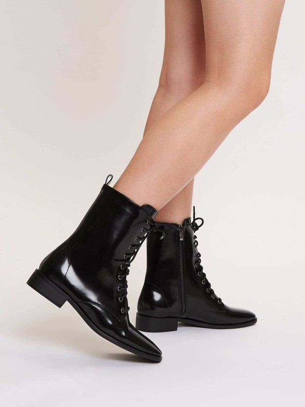 Lace-up Front Ankle Boots