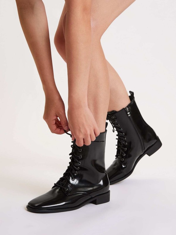 Lace-up Front Ankle Boots