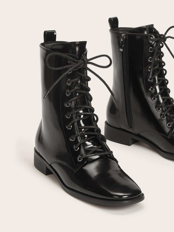 Lace-up Front Ankle Boots