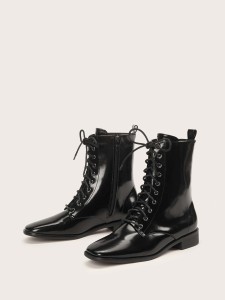 Lace-up Front Ankle Boots