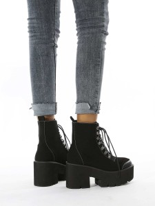 Lace-up Front Chunky Heeled Combat Boots