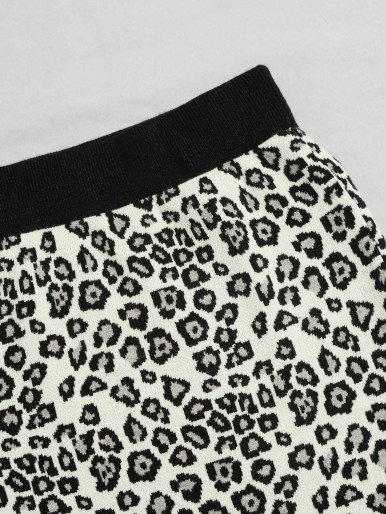 Leopard Pattern Knit Skirt