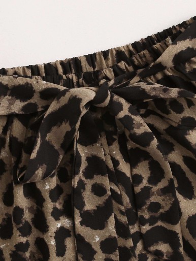 Leopard Print Tie Waist Shorts