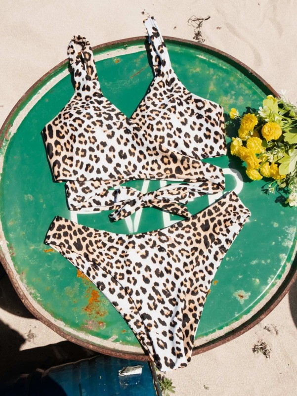 Leopard Wrap Bikini Swimsuit