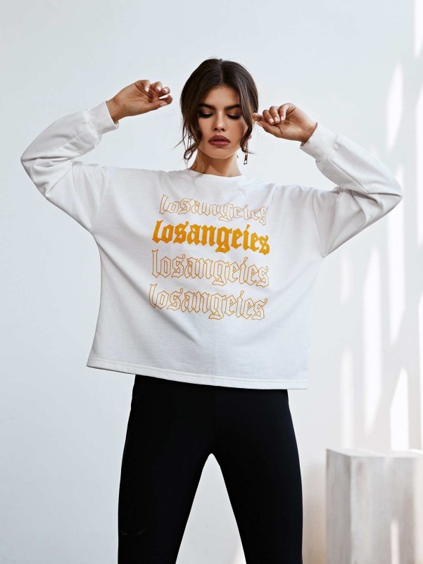 Letter Graphic Drop Shoulder Sweatshirt