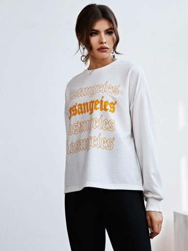 Letter Graphic Drop Shoulder Sweatshirt