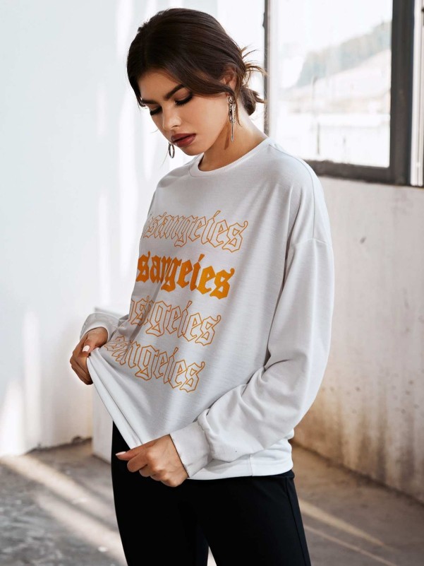 Letter Graphic Drop Shoulder Sweatshirt