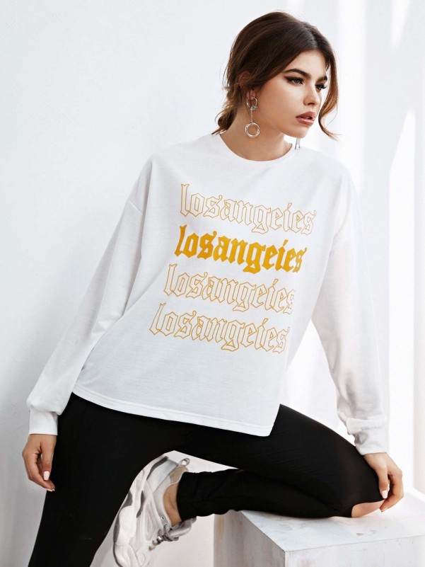 Letter Graphic Drop Shoulder Sweatshirt