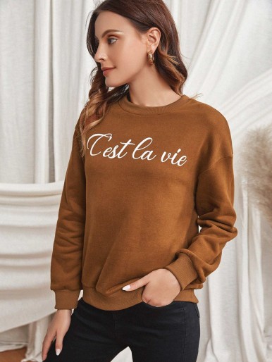 Letter Graphic Drop Shoulder Sweatshirt