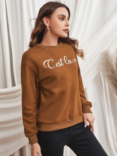 Letter Graphic Drop Shoulder Sweatshirt