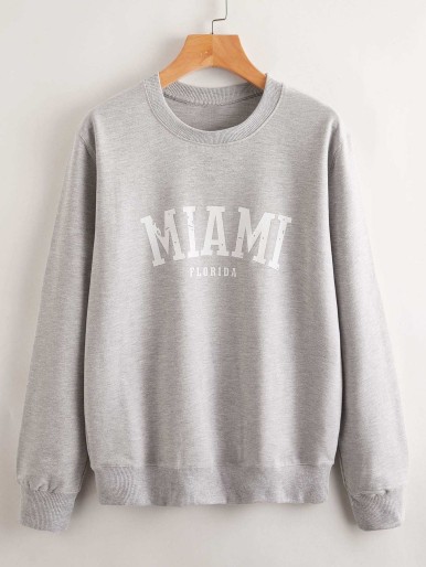 Letter Graphic Round Neck Sweatshirt