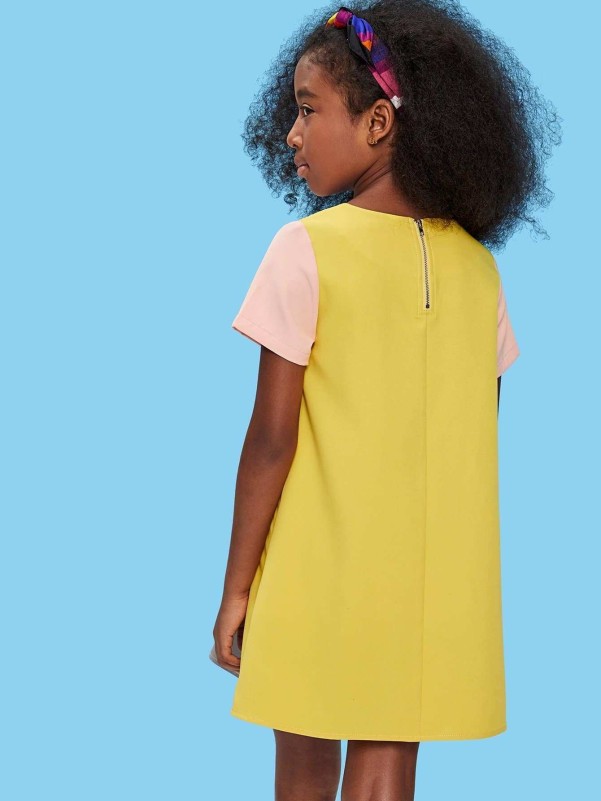 Girls Pocket Front Cut and Sew Dress