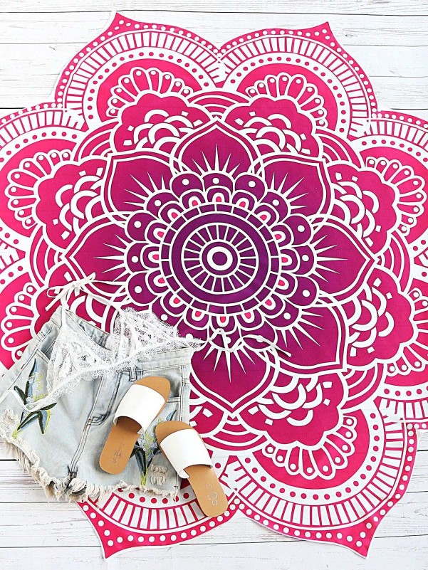 Lotus Mandala Print Beach Blanket