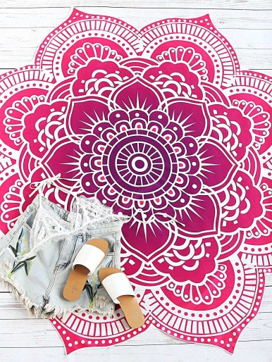 Lotus Mandala Print Beach Blanket