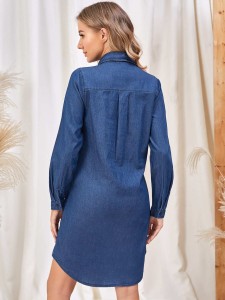 Maternity Dark Wash Button Front Denim Dress