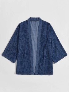 Men Allover Palm Tree Denim Kimono