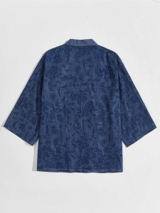 Men Allover Palm Tree Denim Kimono