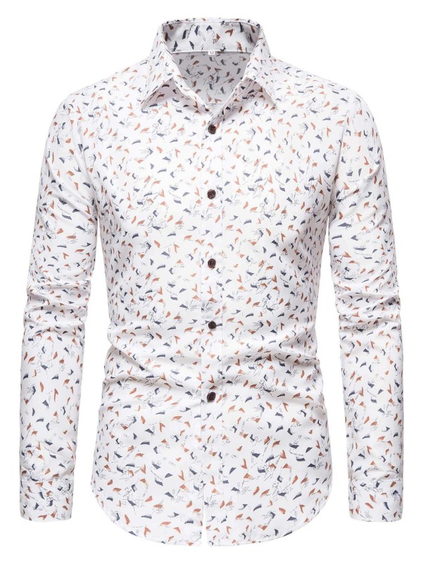 Men Allover Print Button Up Shirt