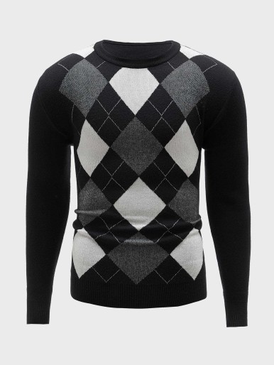 Men Argyle Pattern Sweater