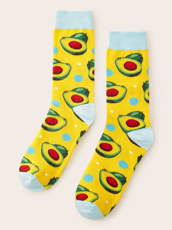 Men Avocado Pattern Socks 1pair