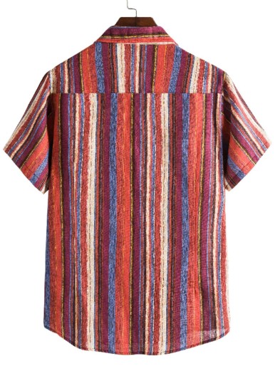 Men Button Front Striped Print Shirt