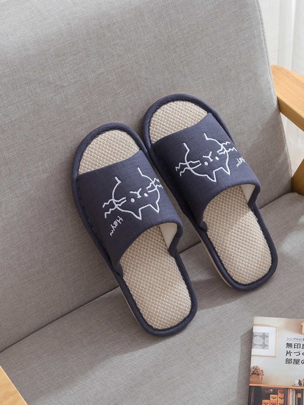 Men Cartoon Graphic Wide Fit Slippers