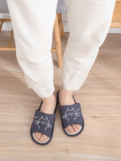 Men Cartoon Graphic Wide Fit Slippers