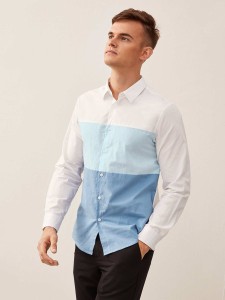 Men Cut And Sew Button Up Shirt