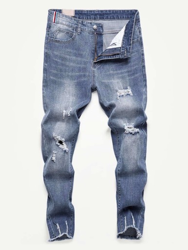 Mens frayed hem on sale jeans