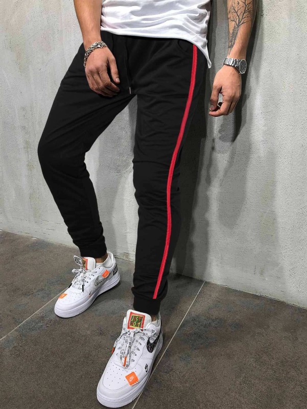 Mens sweatpants with hot sale stripe on side