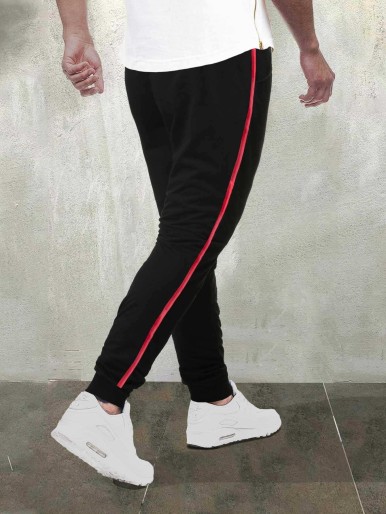 Men Drawstring Waist Side Stripe Sweatpants