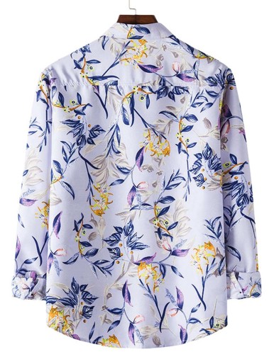 Men Floral Print Button Up Shirt